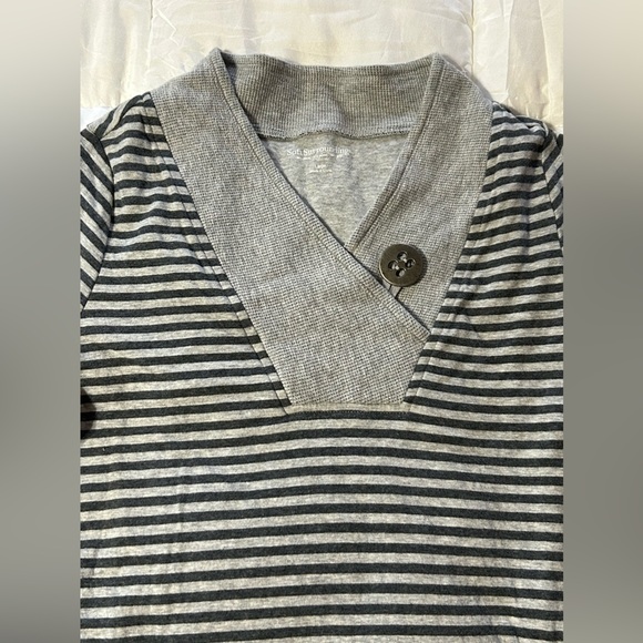 Soft Surroundings Chill Time Jersey Knit Striped Knee Length Sweatshirt Dress-L - Picture 3 of 9